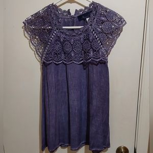 🌺 NEW Blue Rain Purple Laced Rayon Blouse